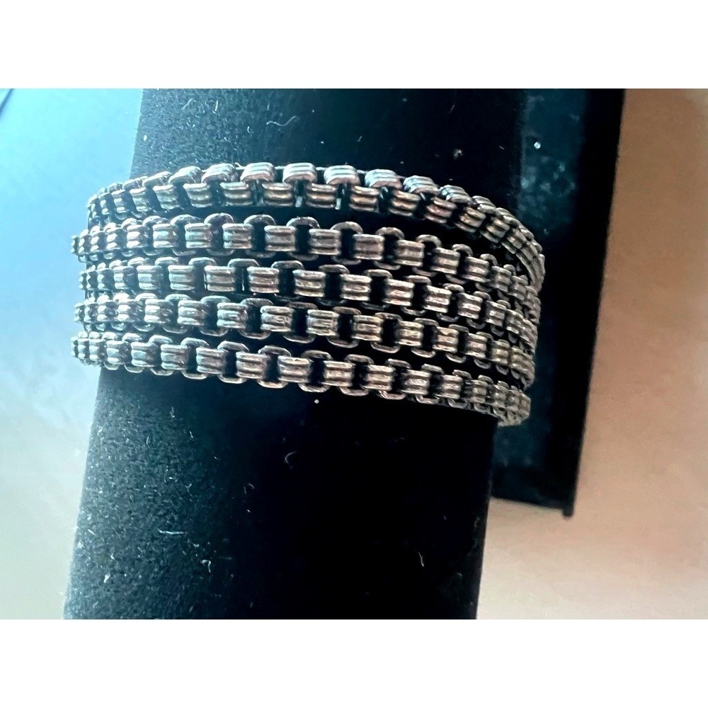 Multi-Strand Box Chain Bracelet Silver Tone Layered Industrial Edgy Grunge Urban